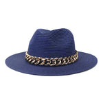 Chapeau de paille Mansolar-11 d'été avec chaîne couleur or (56-58cm) - Vignette | Le Chapeau Designs